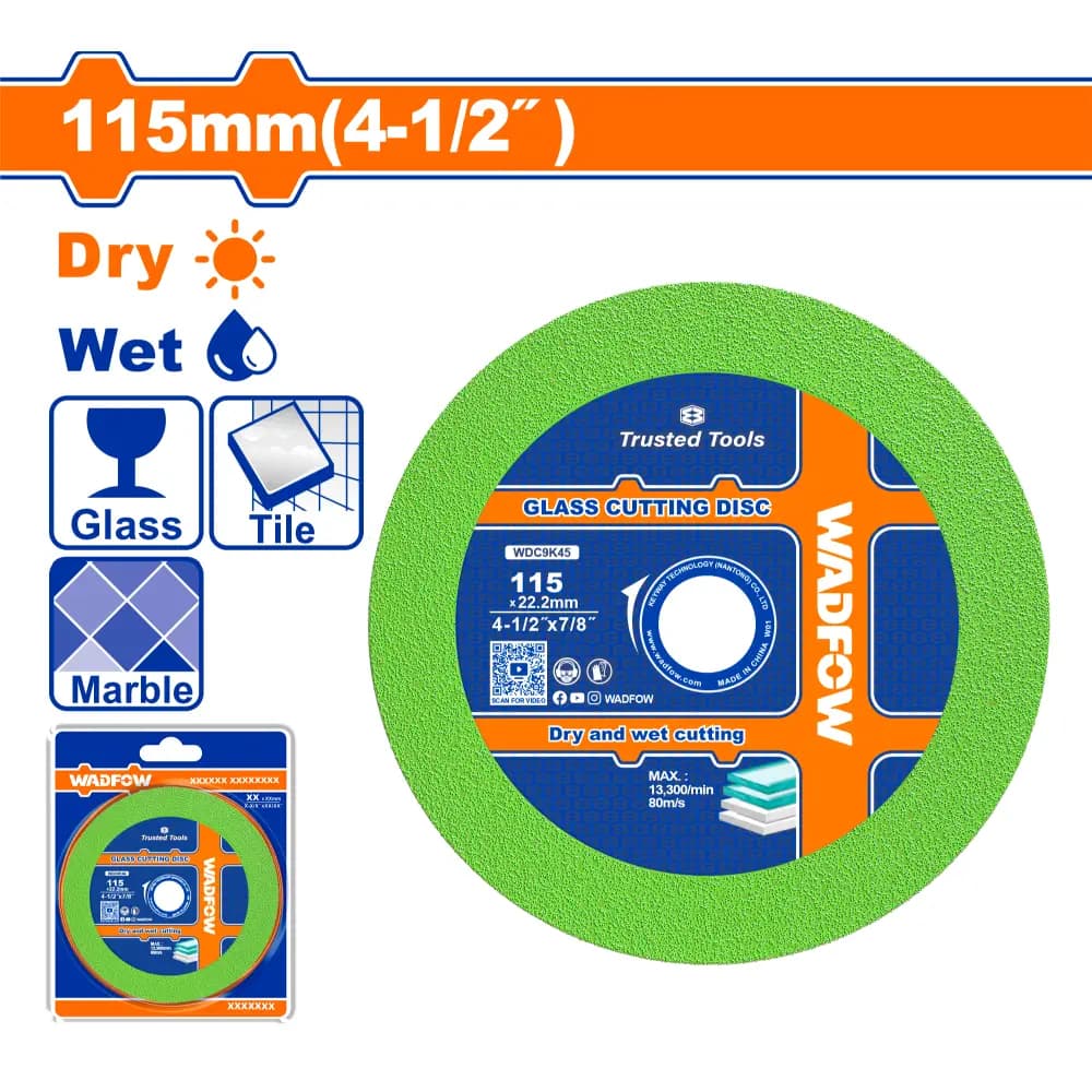 WADFOW Disque à découper le verre 115 mm WDC9K45