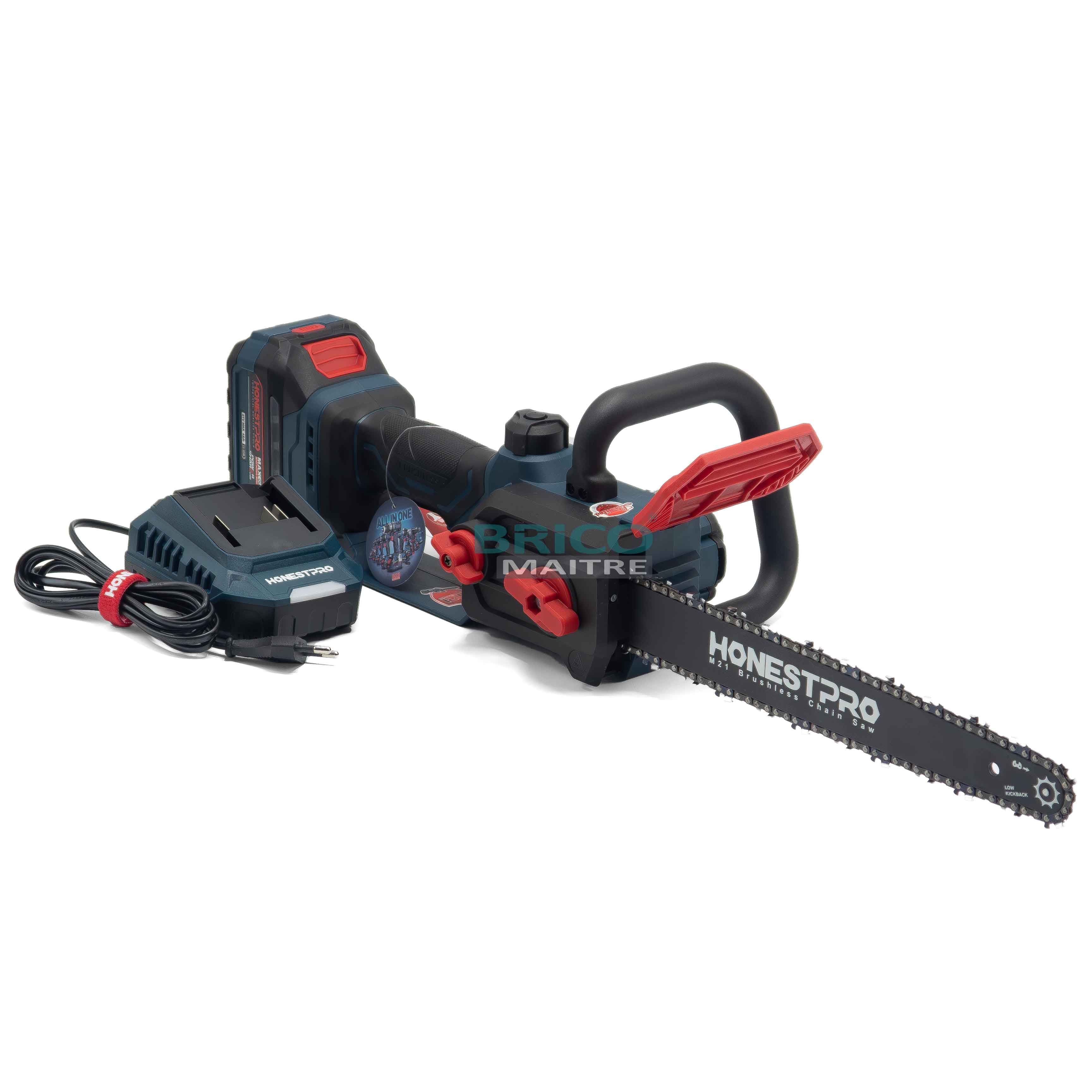 HONESTPRO Scie à chain sans fil avec batterie et chargeur 21V YAE2663