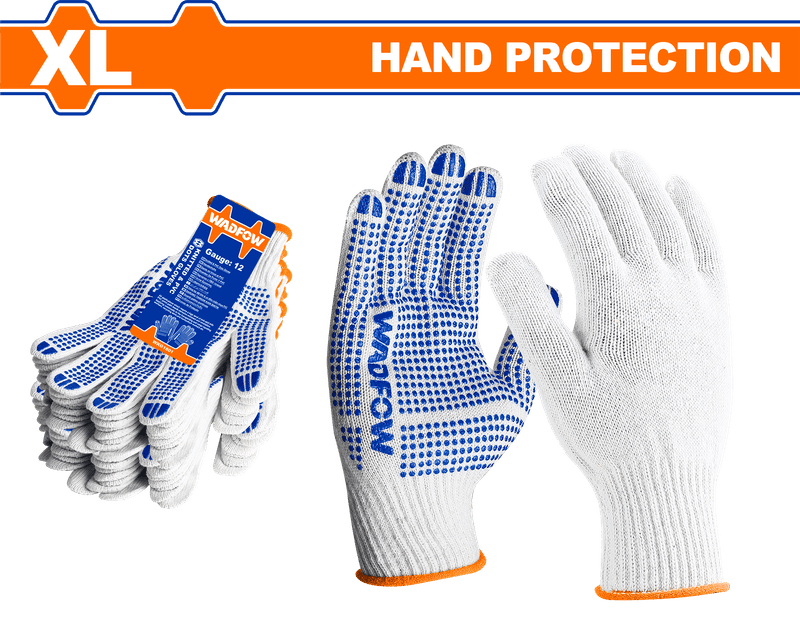 WADFOW PAIRE DE GANTS TRICOTEE POINS-PVC TAILLE XL WKG1801