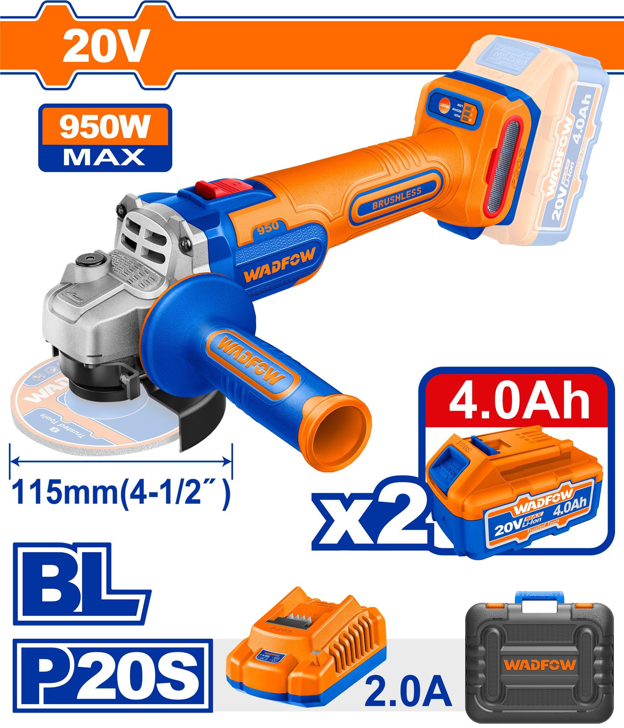 WADFOW Meuleuse d’angle sans fil 20V WLAP5322