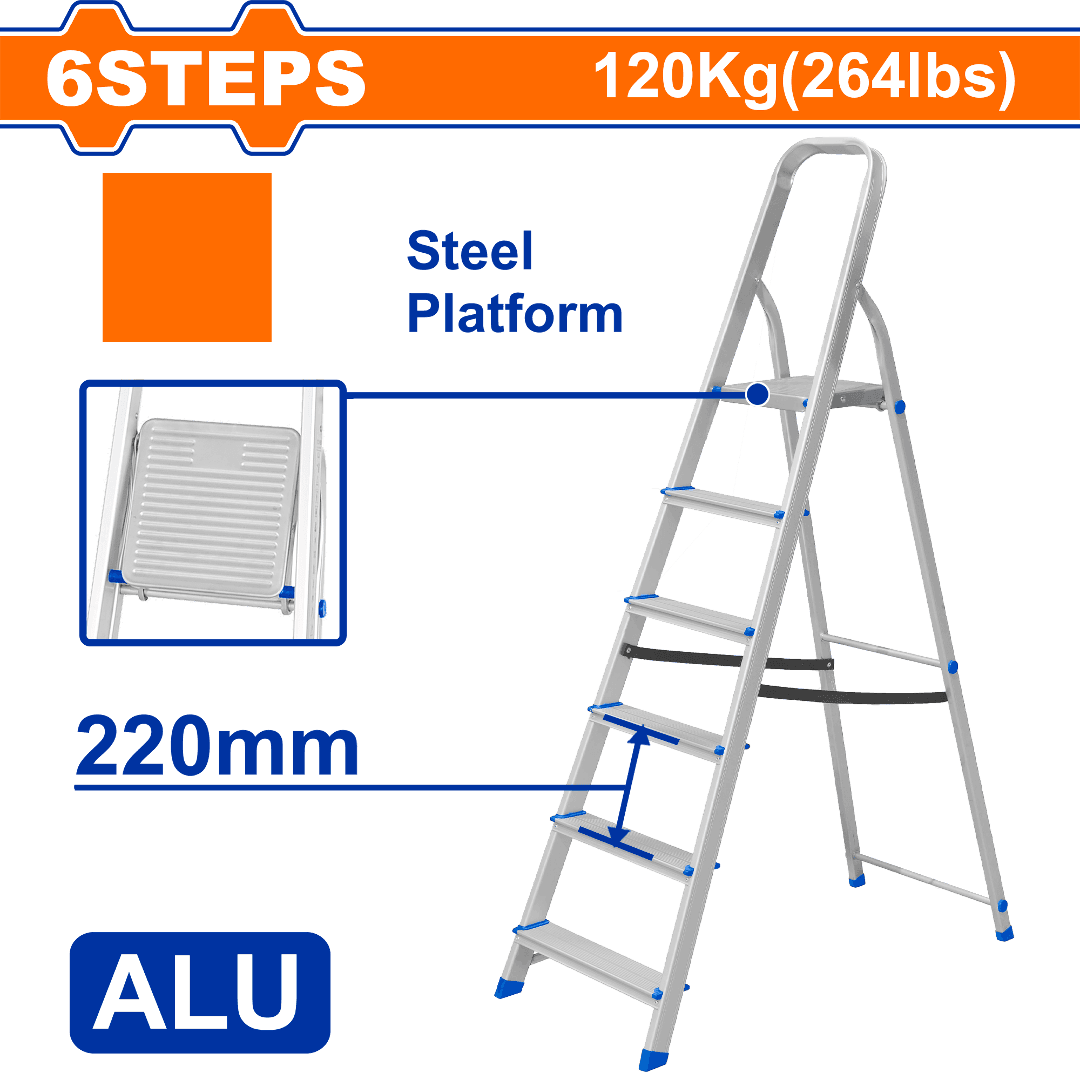 Échelle Aluminium 6 Marches – 120kg | WADFOW WLD3H06