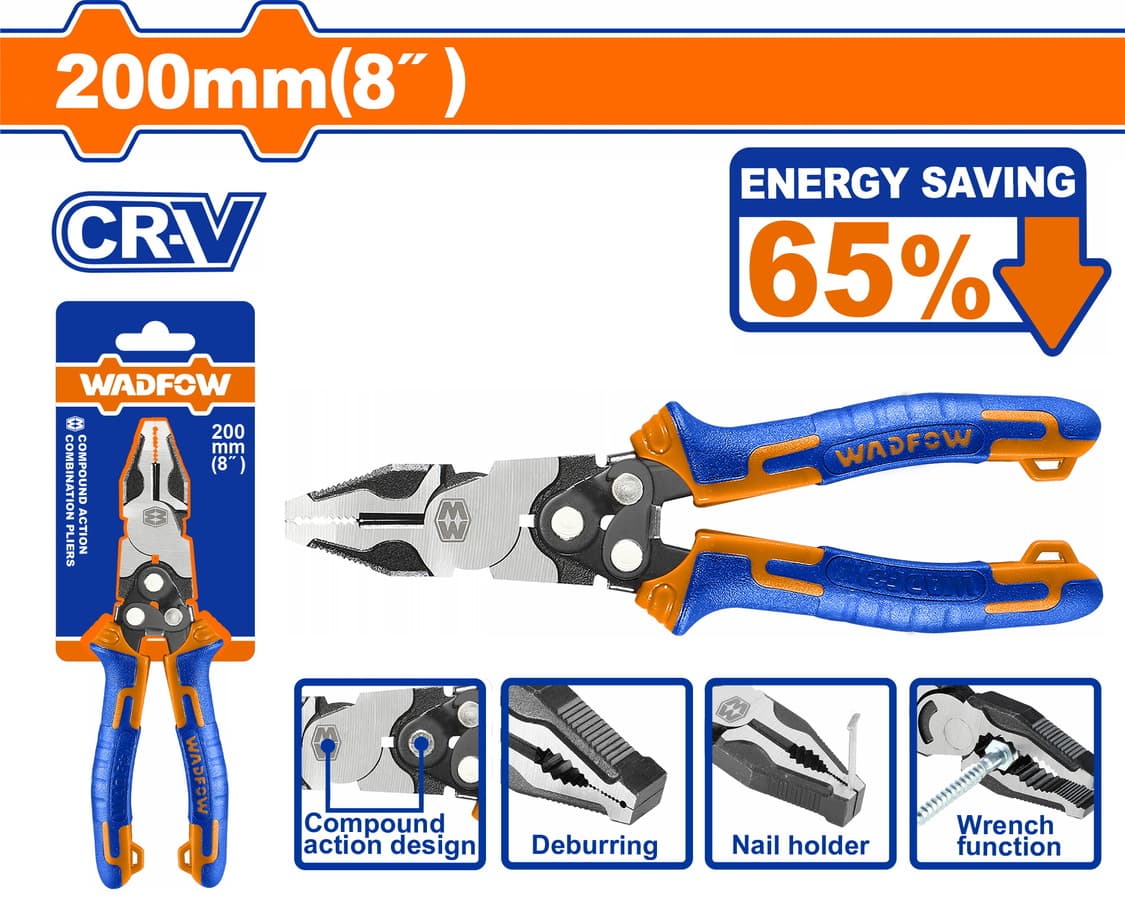 WADFOW Pince combinée à action composée 200MM 8" WPL1768