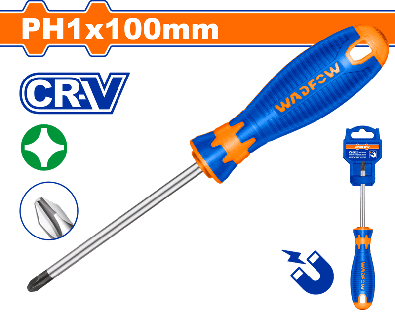 WADFOW TOURNEVIS PH1*100MM MAGNETIQUE WSD2214