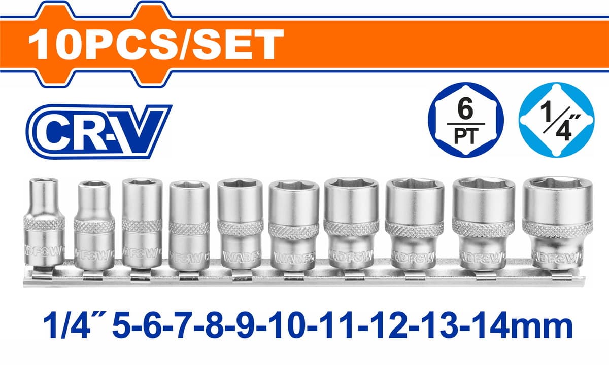 WADFOW Coffret de 10 douilles 1/4" WST4410