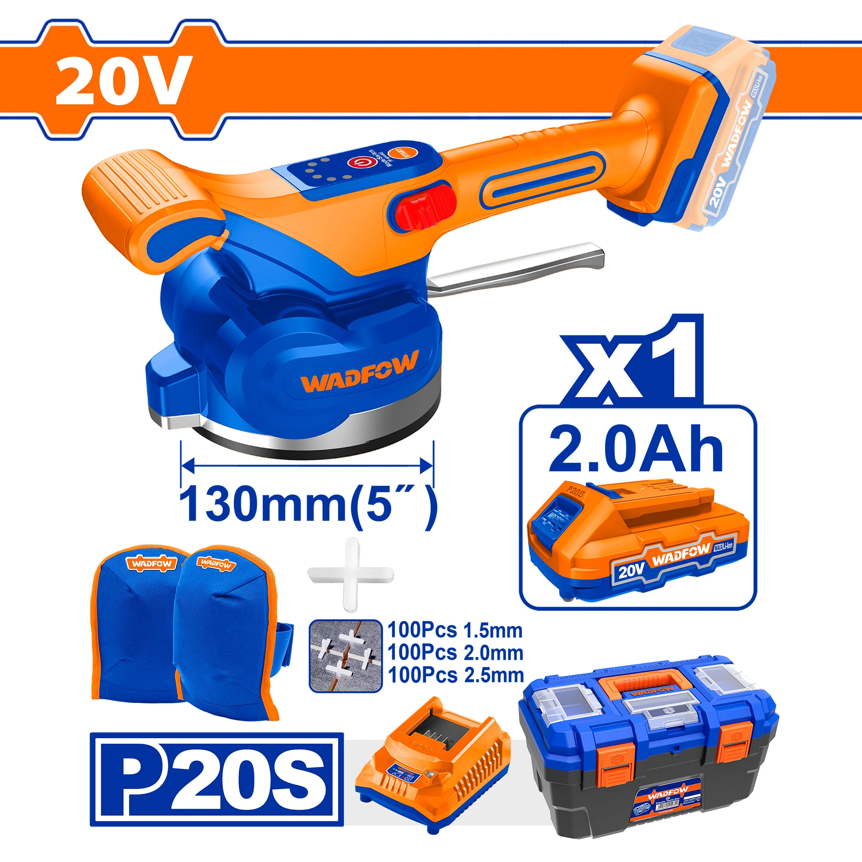 WADFOW Machine à vibrer les carreaux sans fil  P20S/20V Lithium-Ion WAD-CT WTVM1D125