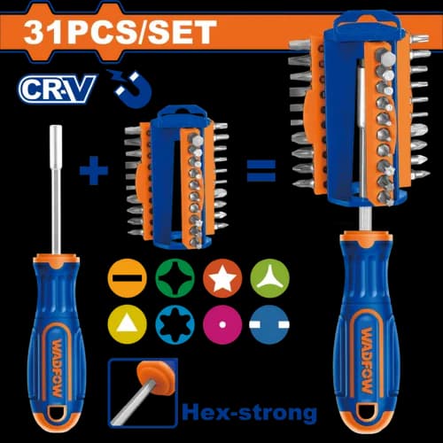 Jeu de tournevis WADFOW 31 pièces WSS8431