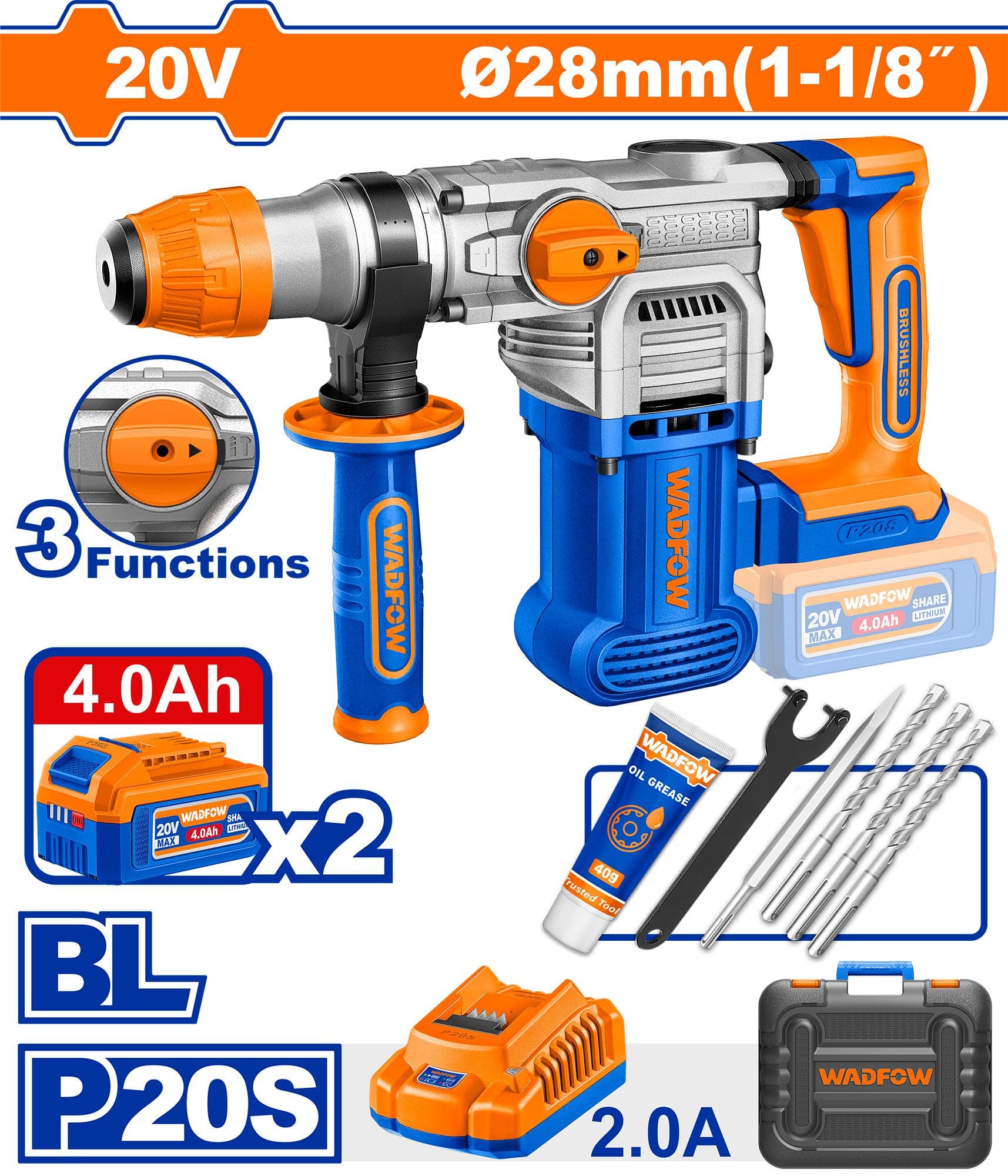 WADFOW Perforateur sans fil 20V WLM1B283