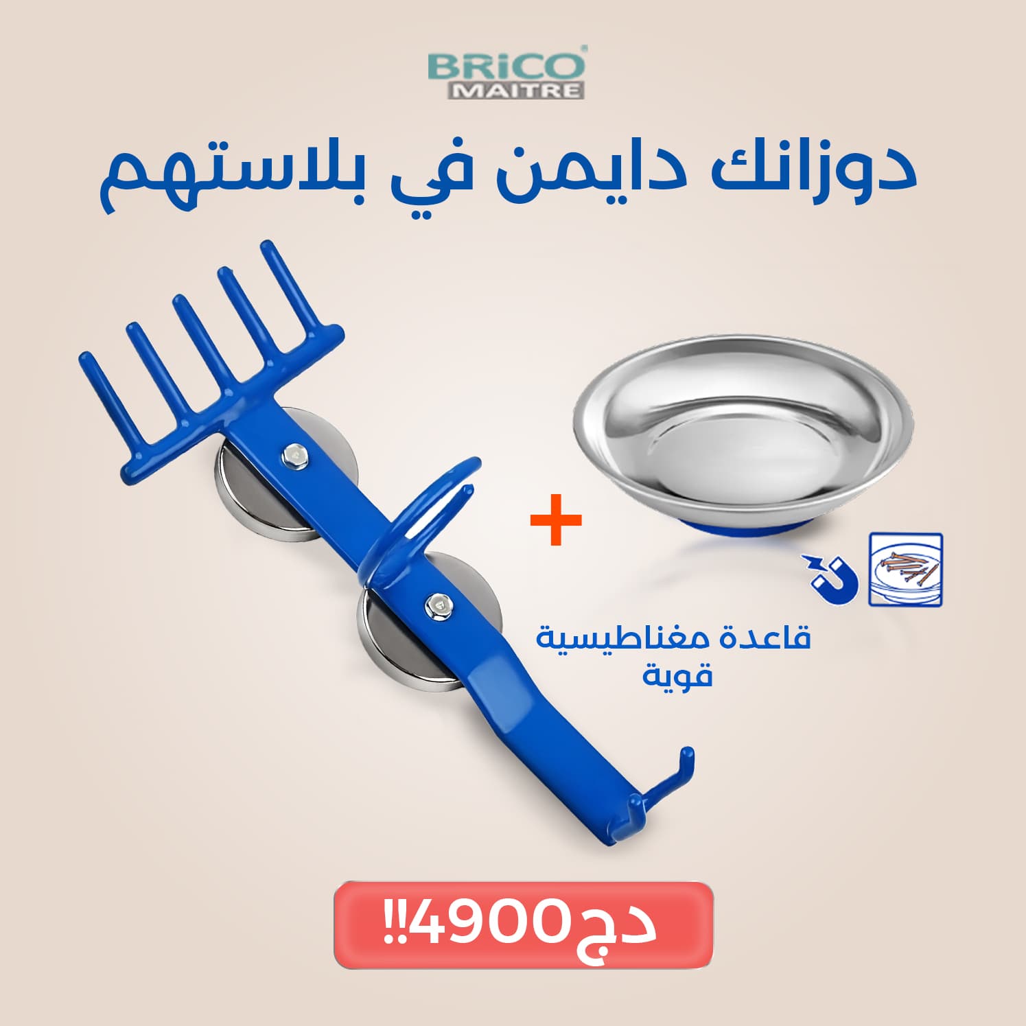 Pack Organisation Atelier Magnétique : Support Clé à Choc + Plateau Inox 150mm