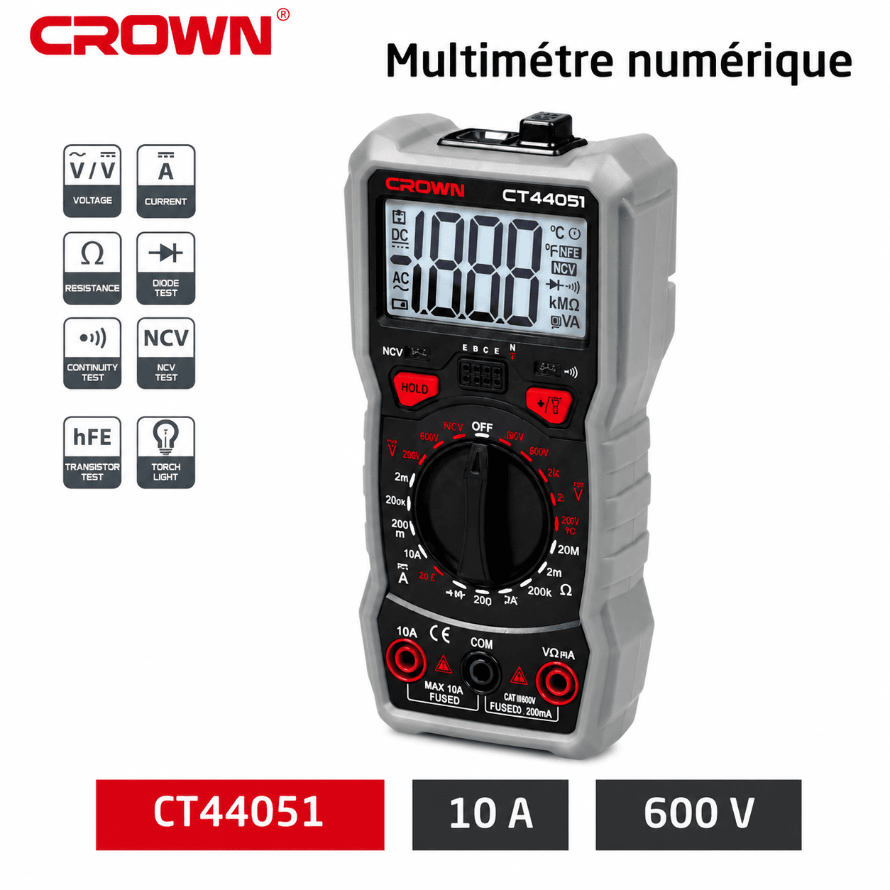 CROWN MULTIMETRE DIGITAL 600V CT44051 — Photo 1