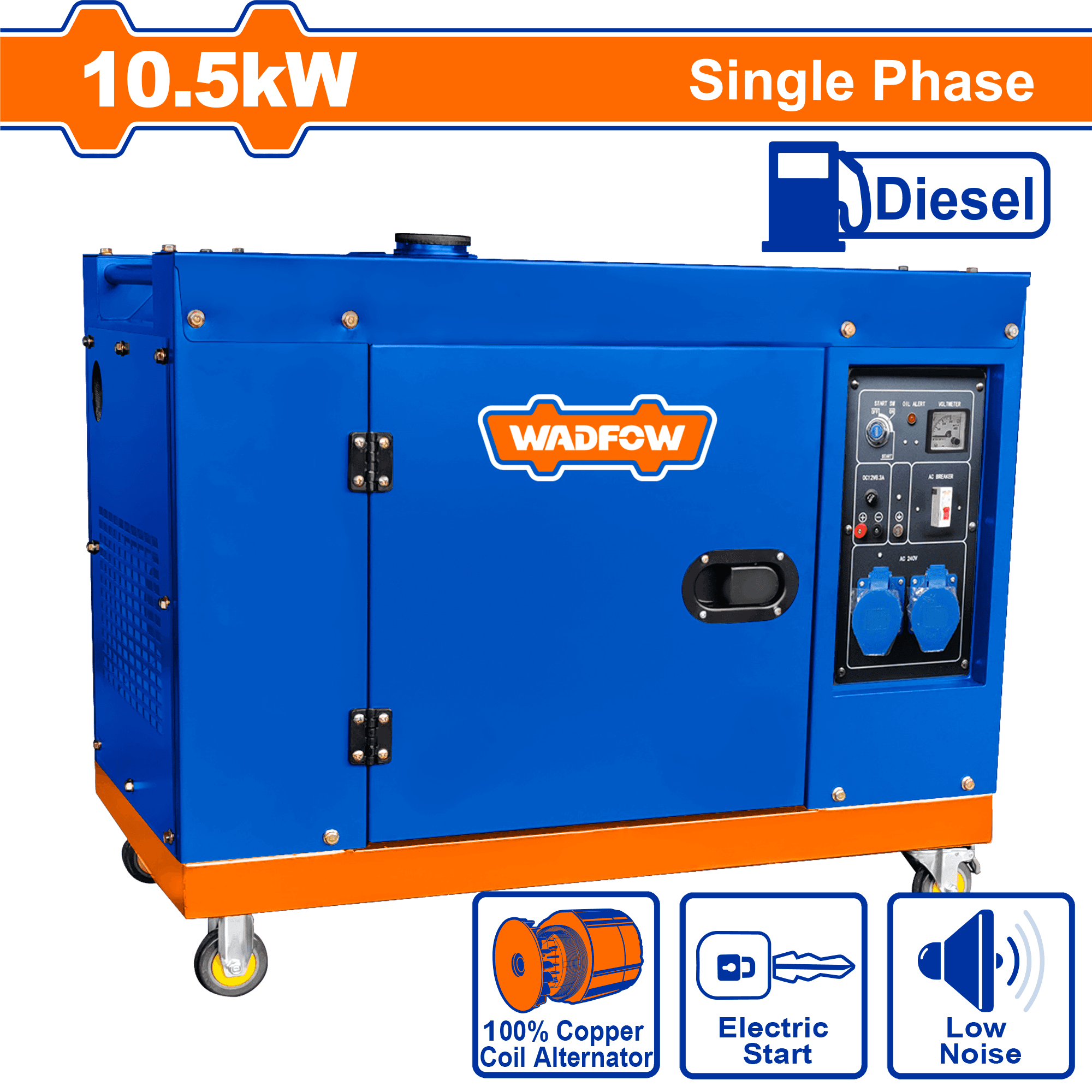 Générateur diesel silencieux WADFOW 21 HP - 220–240 V - 50 Hz WDG2A120 — صورة 1