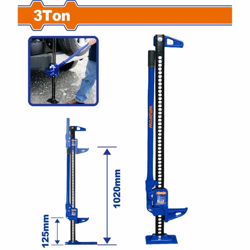 WADFOW CRIC TOUT-TERRAIN À CRÉMAILLÈRE 3 TON 125 MM × 1020 MM WHJ8A48 — Photo 1