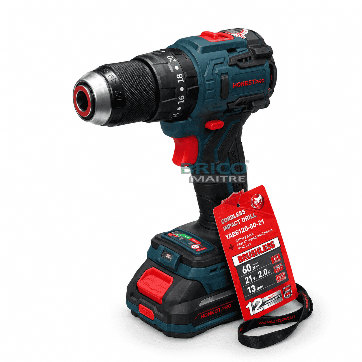 HONESTPRO Visseuse Perceuse 21V 2.0AH 60N.M Brushless YAE6120 — صورة 1