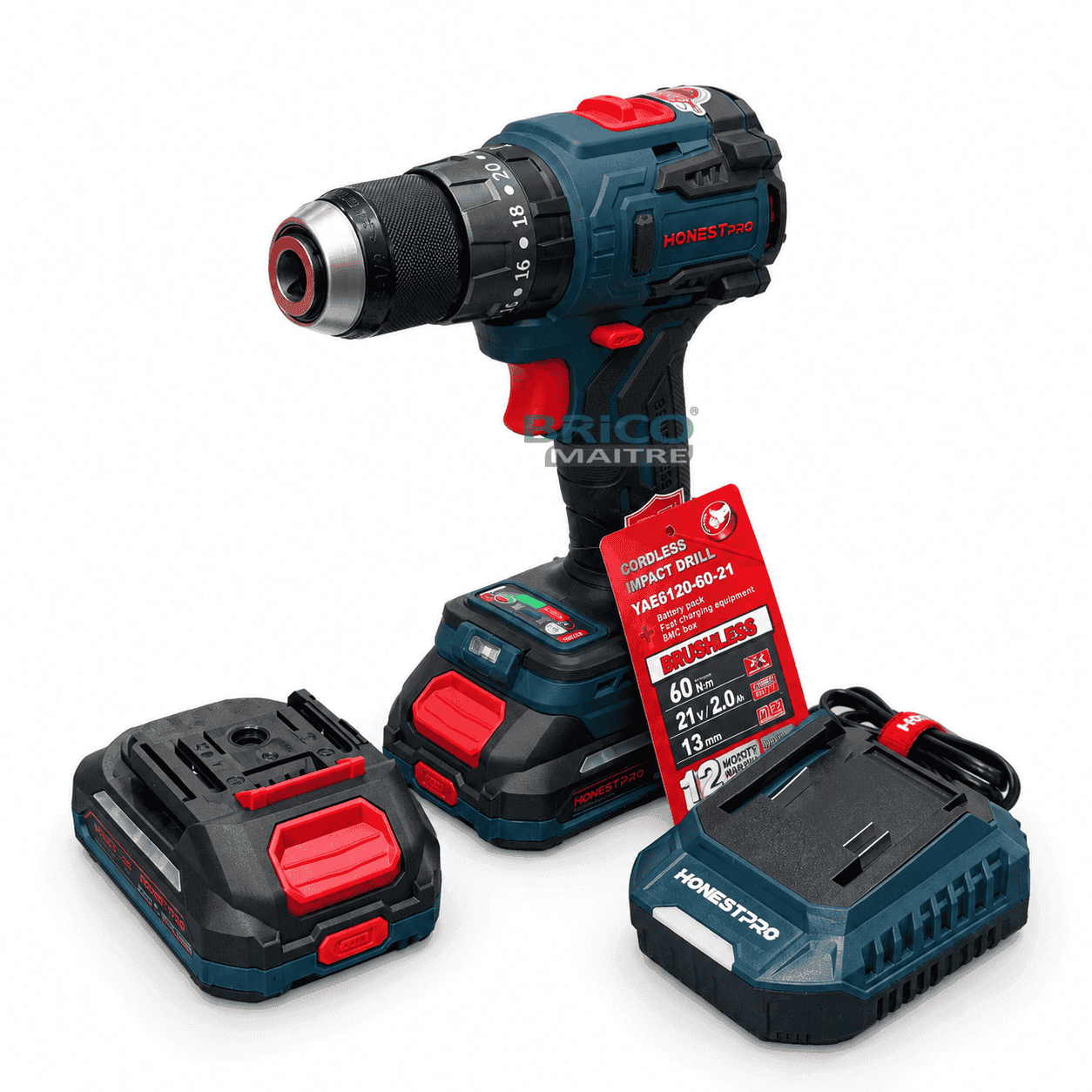 HONESTPRO Visseuse Perceuse 21V 2.0AH 60N.M Brushless YAE6120 — صورة 2