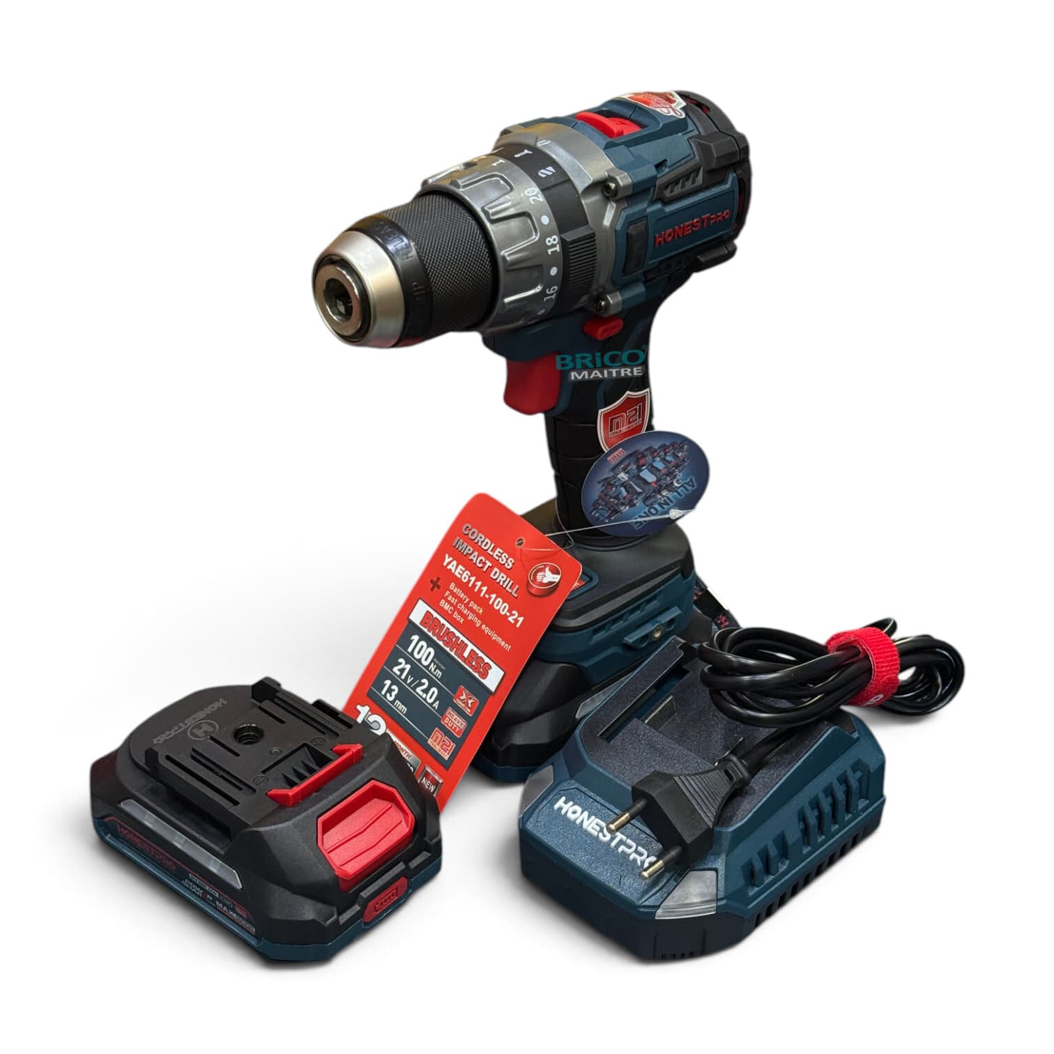 HONESTPRO PERCEUSE VISSEUSE SANS FIL 21V BRUSHLESS M21-YAE6111 — صورة 2