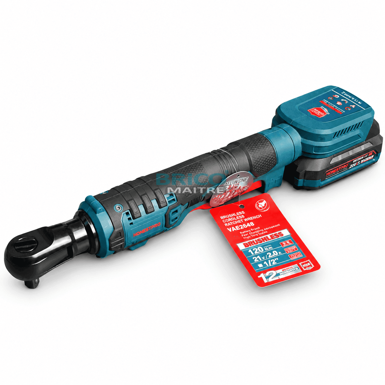HONESTPRO Clé à cliquet sans fil  21V 2,0 Ah 1/2″ 120 Nm  Brushless YAE2648 — صورة 1