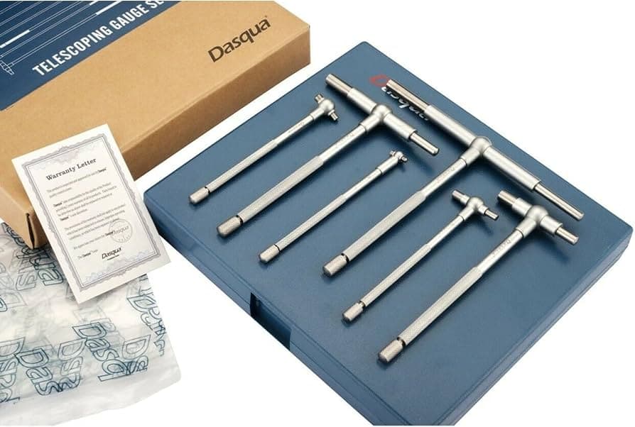 DASQUA Jeu de 6 jauges d'alésage télescopiques de haute précision (5/16″ à 6″) - Jauge d'alésage télescopique en T (8 à 150 mm) 5911-0002 — صورة 2