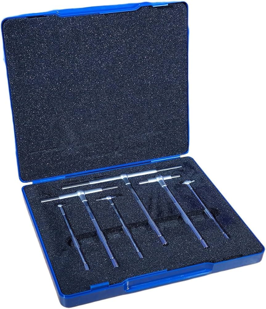 DASQUA Jeu de 6 jauges d'alésage télescopiques de haute précision (5/16″ à 6″) - Jauge d'alésage télescopique en T (8 à 150 mm) 5911-0002 — صورة 1