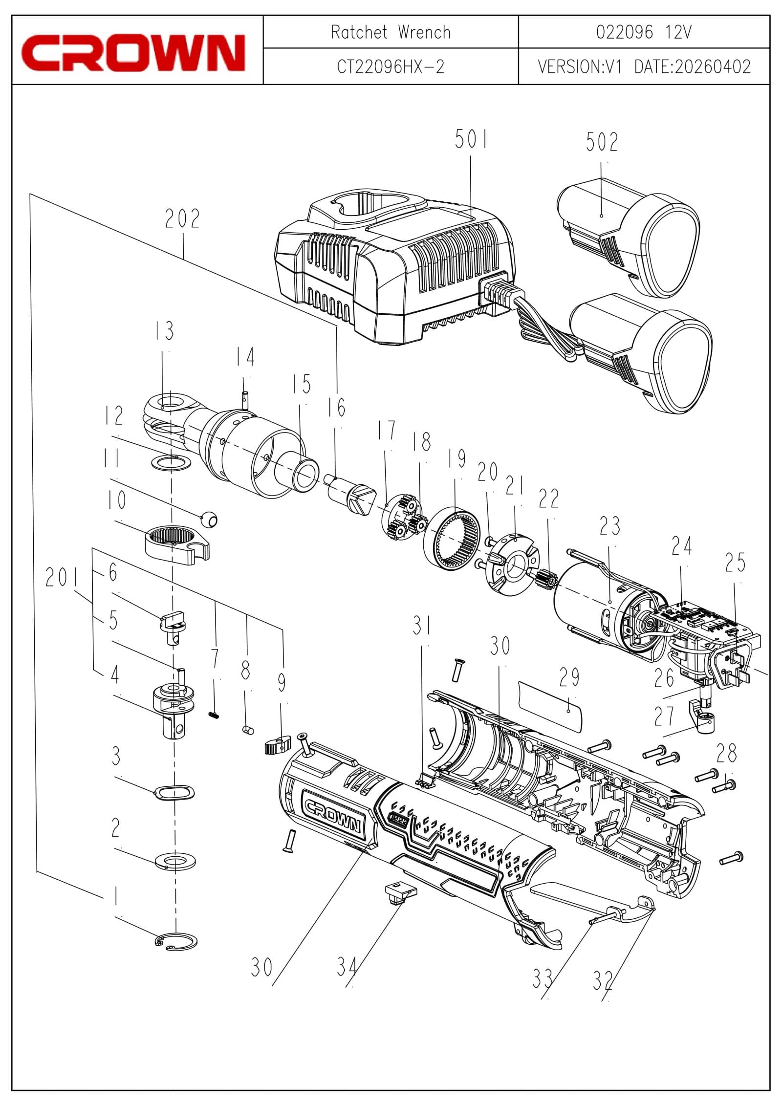 BOULONNEUSE 12V 3/8 CROWN CT22096HX-2 — صورة 3