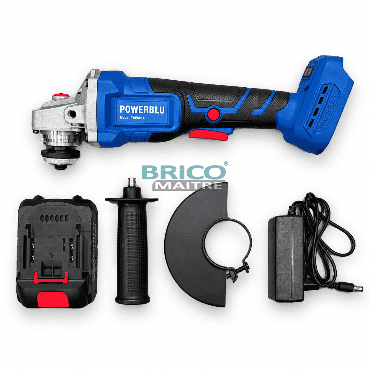 POWERBLU MEULEUSE D'ANGLE BRUSHLESS 20V A BATTERIE YAE6014 — صورة 2