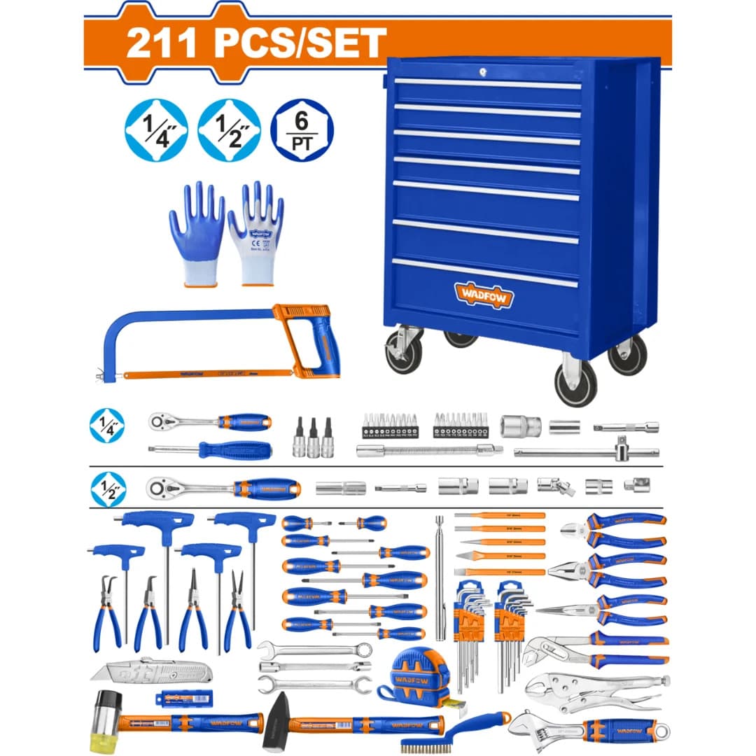 Wadfow  Ensemble d'outils 211 pièces en servante 7 tiroirs  WHS3211 — صورة 1