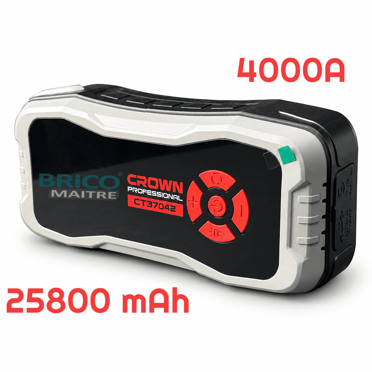 CROWN Booster De Batterie 4000A Compresseur de voiture 10 bar 4En1Power Bank 25800mAh 3 LED CT37042 — Photo 1