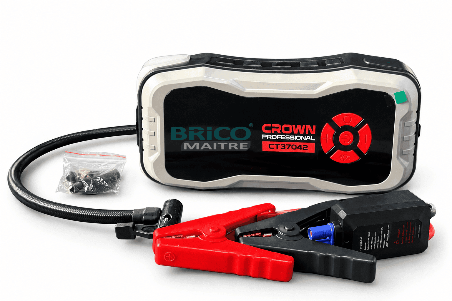 CROWN Booster De Batterie 4000A Compresseur de voiture 10 bar 4En1Power Bank 25800mAh 3 LED CT37042 — Photo 3