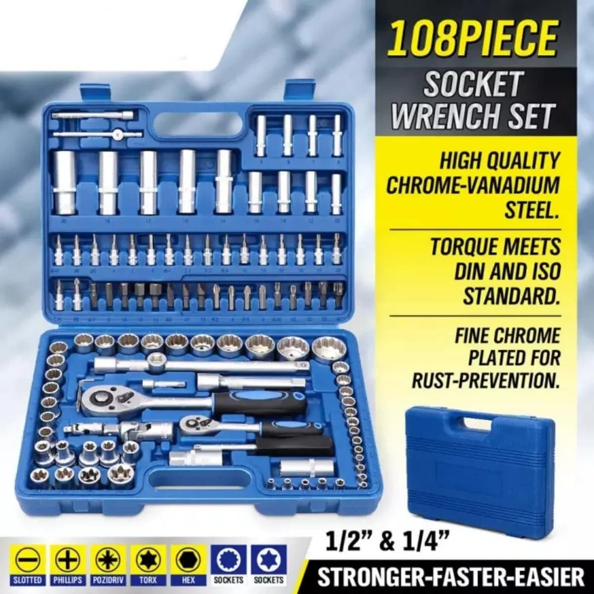 Caisse A Outils Douille cliquet 108 Pcs 6PT — Photo 4