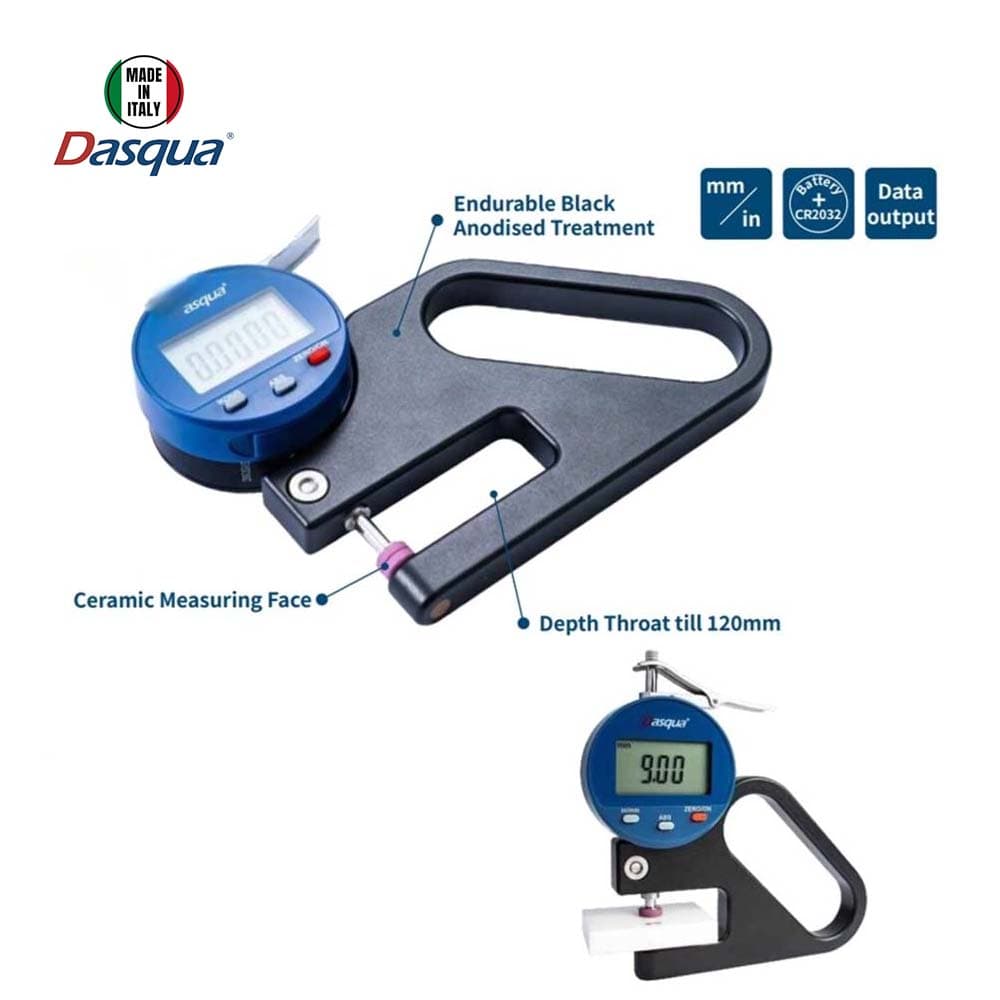 DASQUA JAUGE D'EPAISSEUR NUMERIQUE 0-10MM/0.4"/0.01MM/0.0005"/100MM 5840-6225
